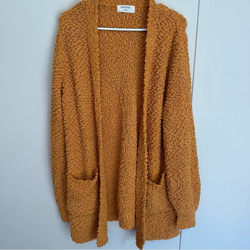 Zenana Popcorn Cardigan Mustard Yellow Women’s Size Medium